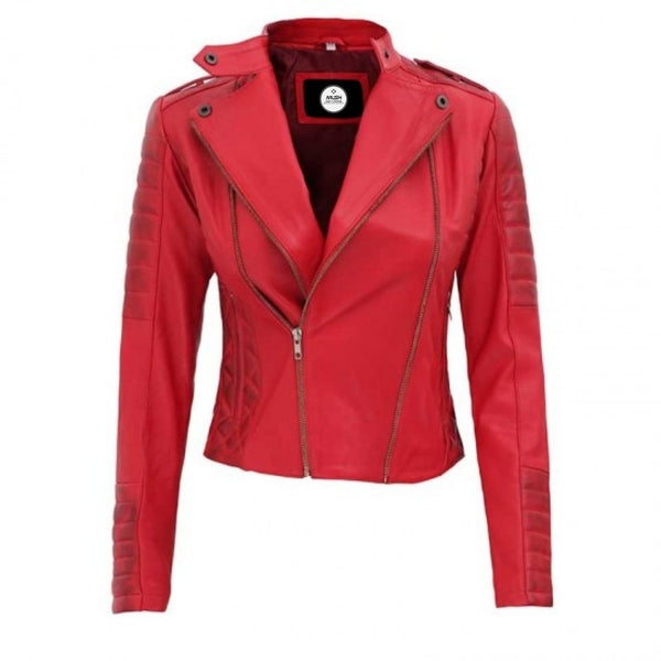 SHAMASK Perforated Red LeatherJacket shops Size XL OS