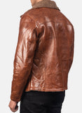 brown leather jacket with shearling fur