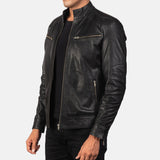 Black Leather Biker Jacket for men