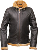 Bomber Fur leather Jacket in Brown