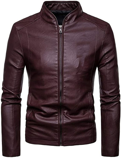 Red Vine Slim Fit In Classic Style Lambskin Leather Jacket For Men ...