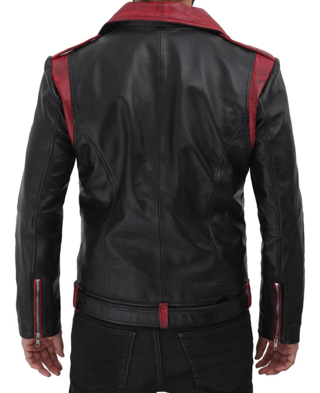 Men Designer Elegant Red Leather Biker Jacket