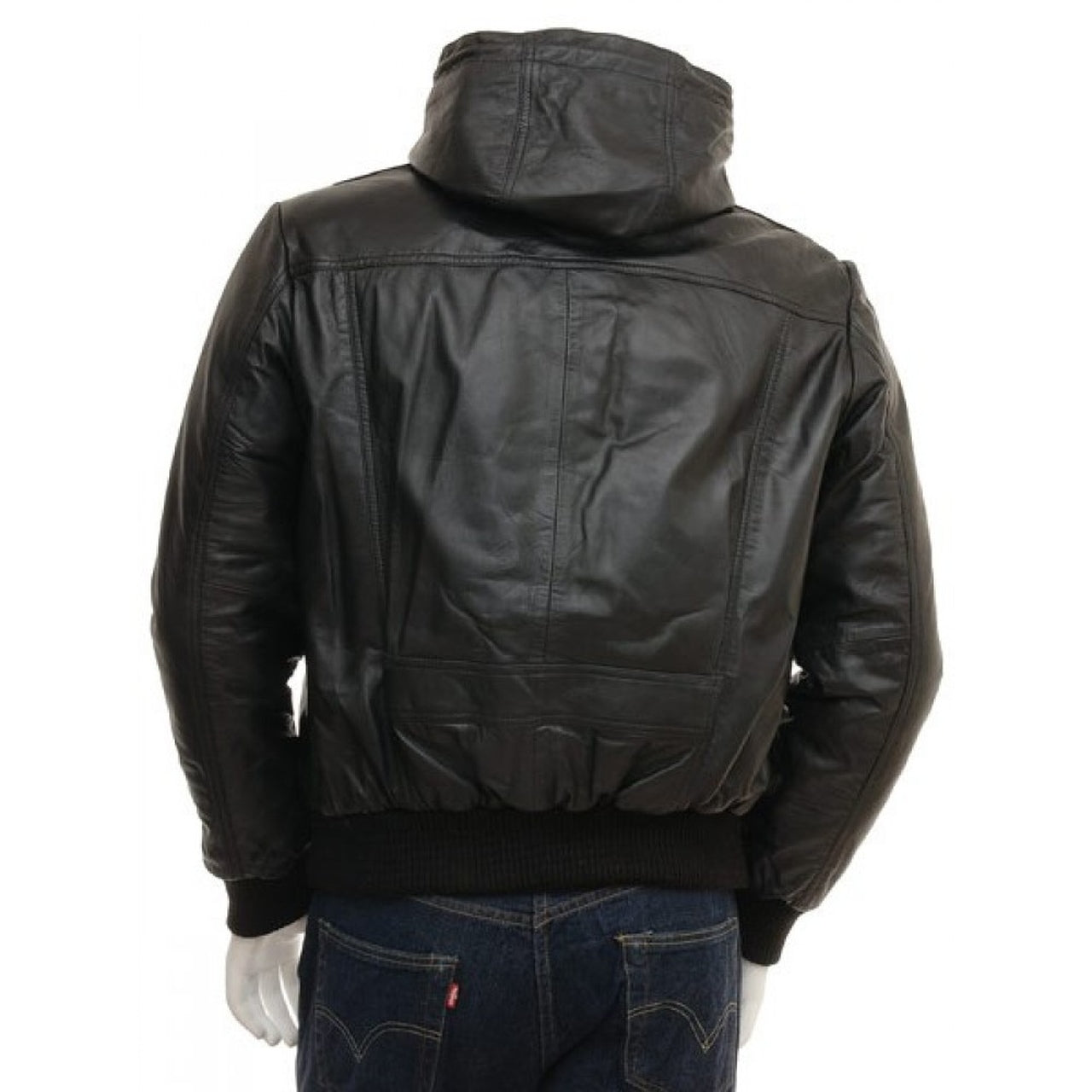 BlaCk casUal HooDed genUine LeathEr boMber JacKet 😊Price only