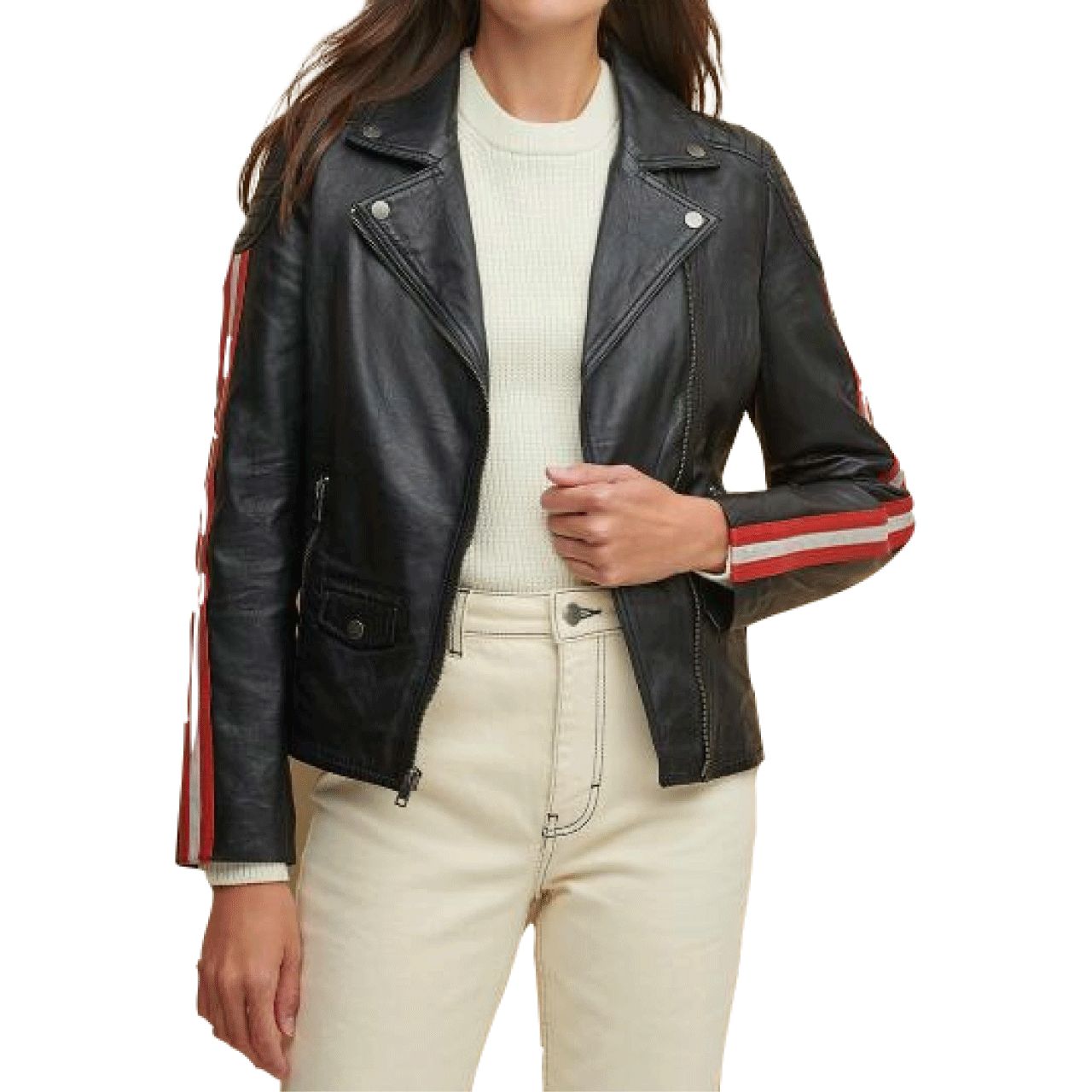 Women's Casual Wear White Faux Leather Scuba Jacket - UJackets