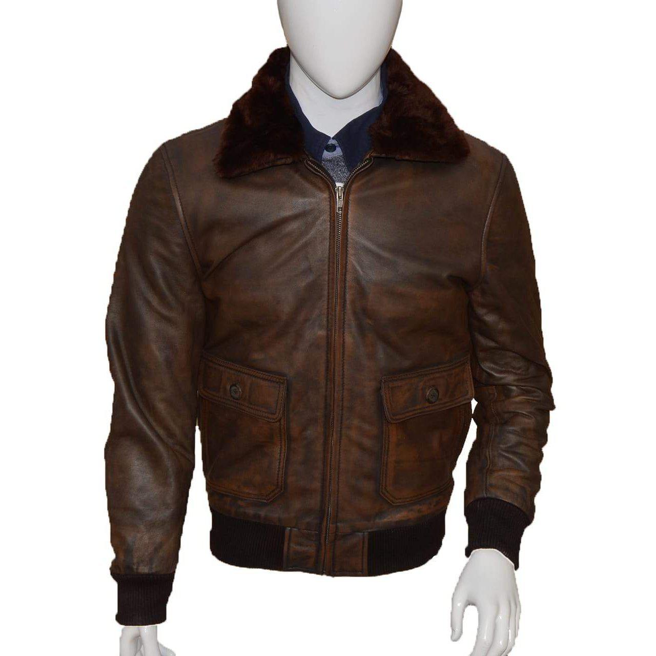 III-Fashions Men's Distressed Lambskin Leather Biker Jacket