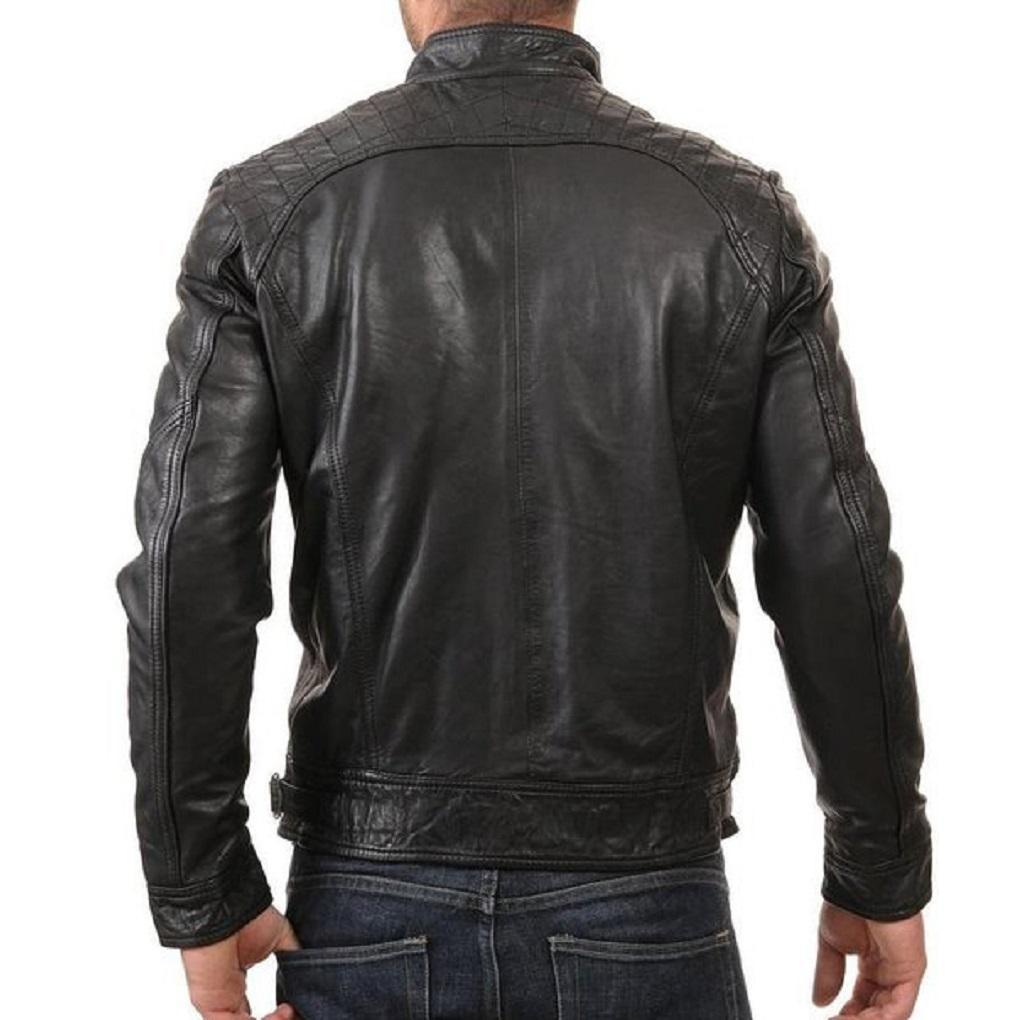 black biker leather jacket for men